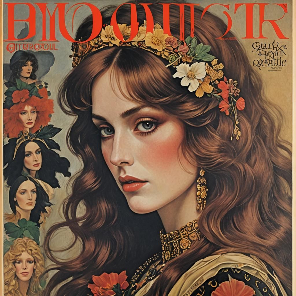 Glam Rock Girl in Art Nouveau Style