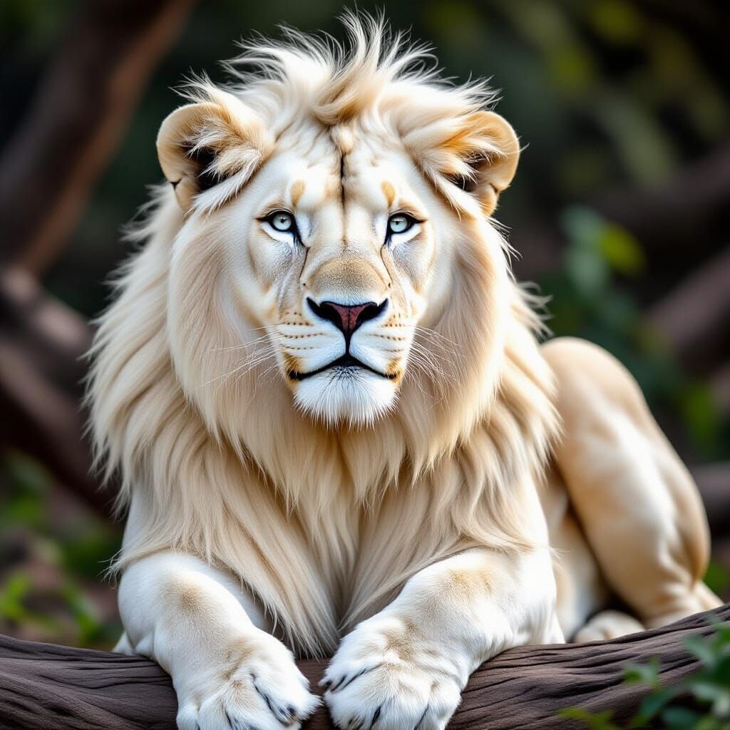 Portrait of a Striking White Lioness