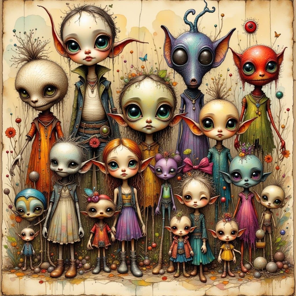 Creepy Cute Wood Figurines in Punk Goth Decora Styles