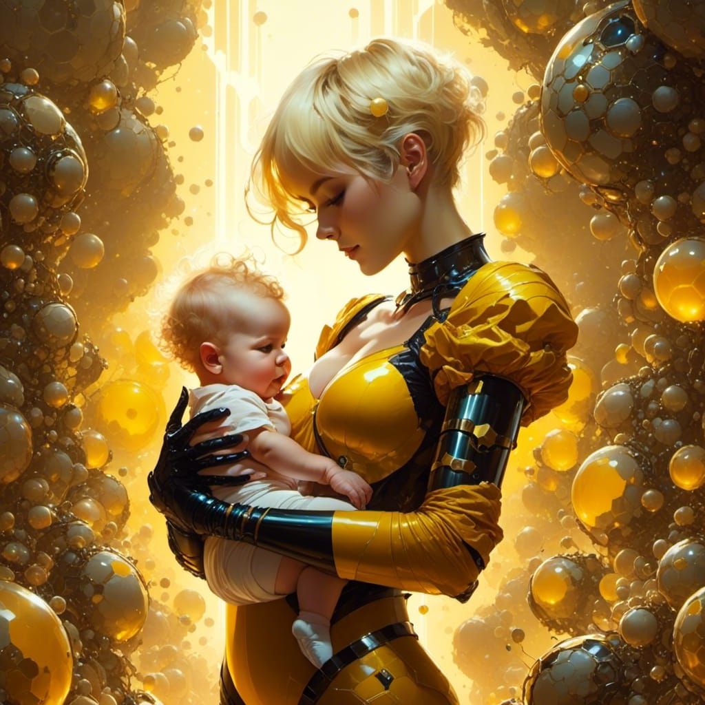 Sci-Fi Mother and Child in Nursing Scene