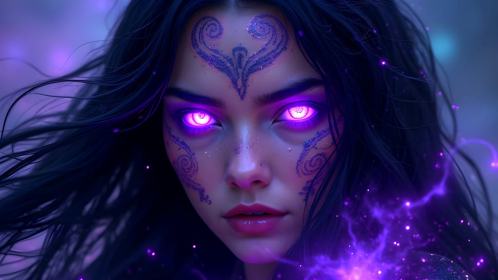 Enchanted Sorceress in Cosmic Fantasy Portrait