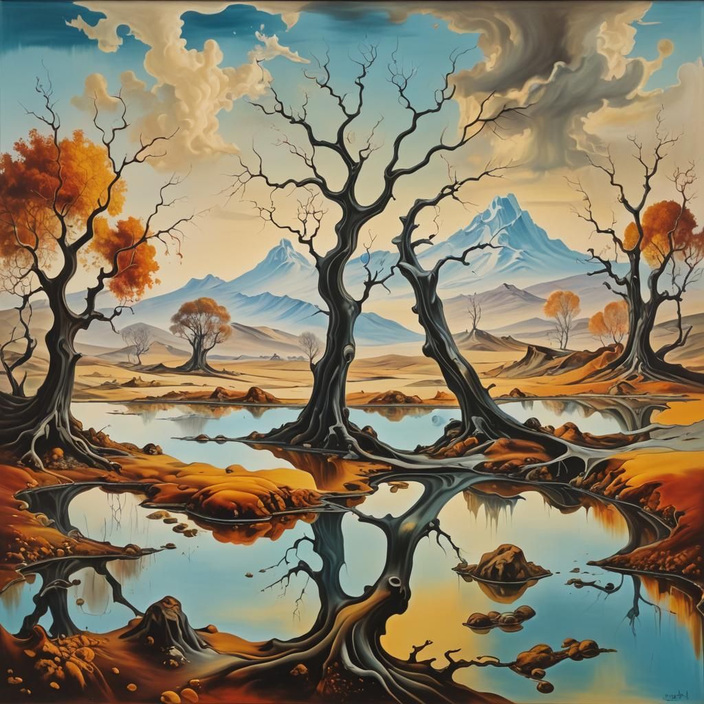 Surreal Autumn Landscape in Dali Style
