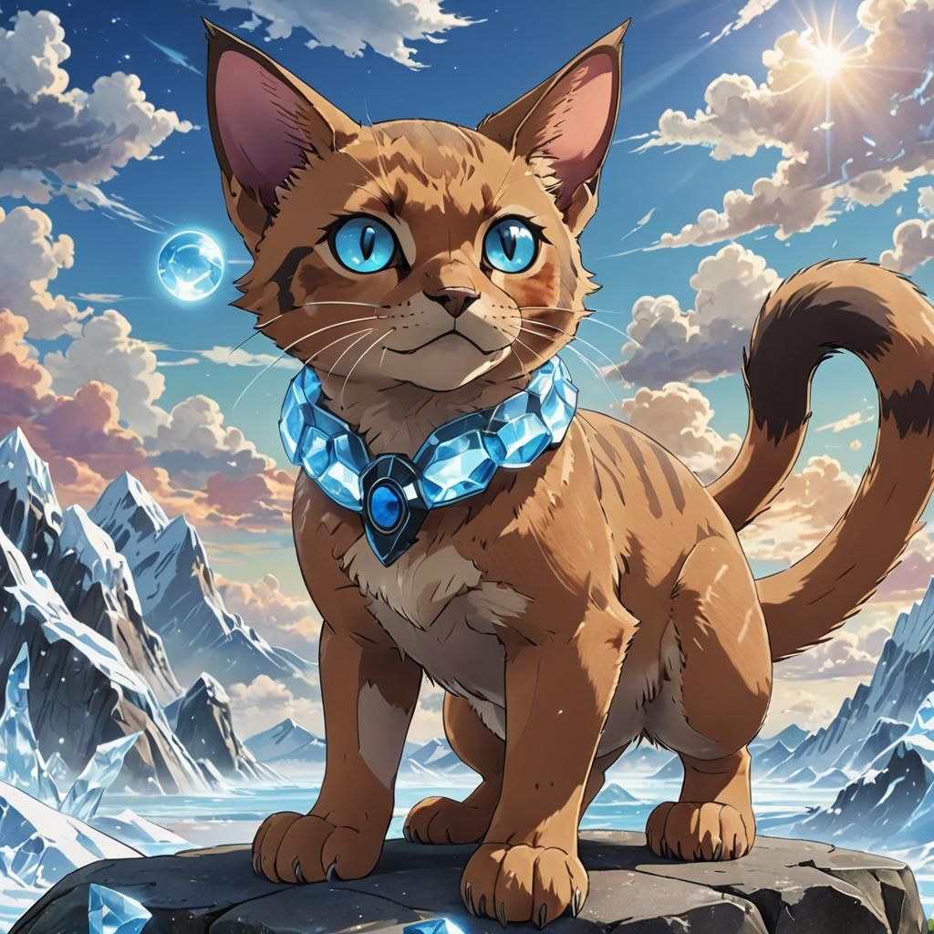 Abyssinian Cat Pokemon with Hypnotic Blue Eyes