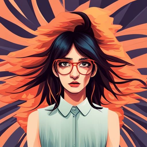 Minimalist Vector Art of Girl with Glasses