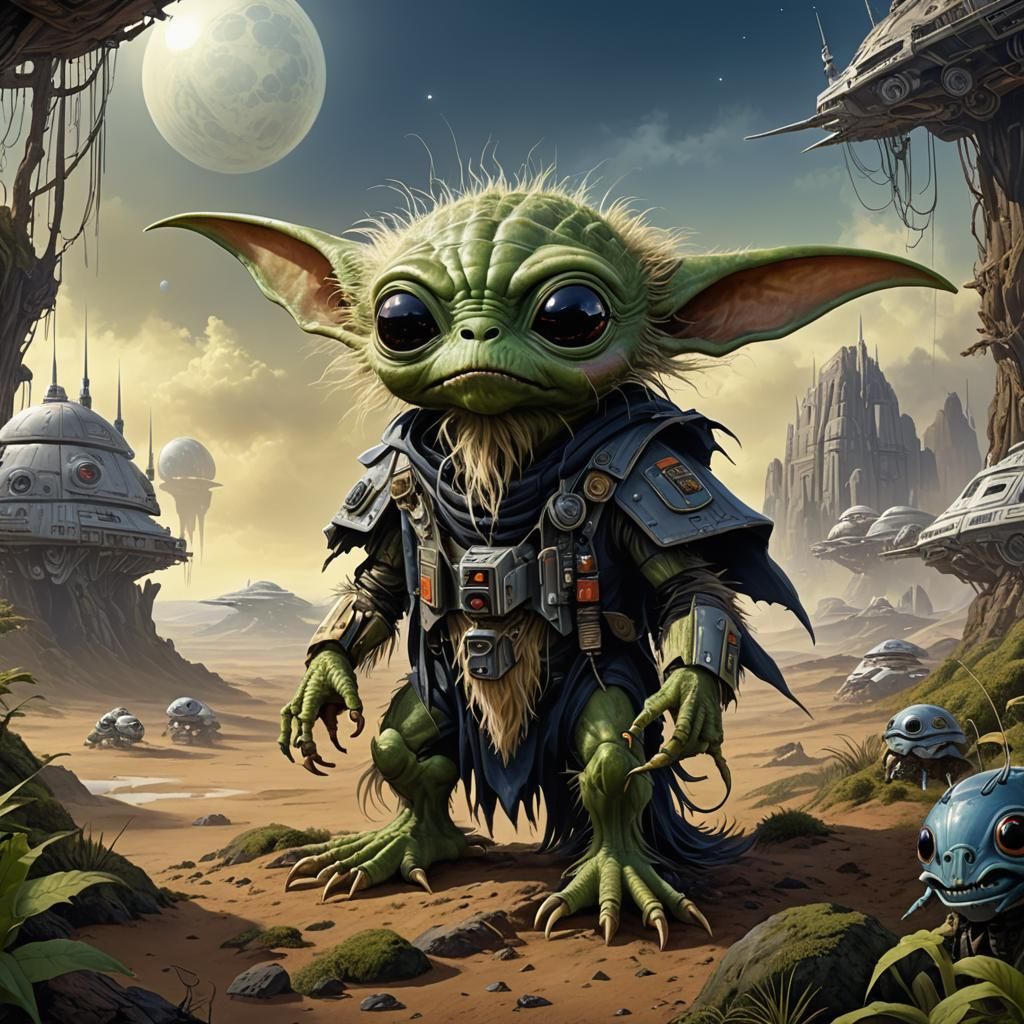 Cute Alien Creature Portrait in Rodney Matthews Style