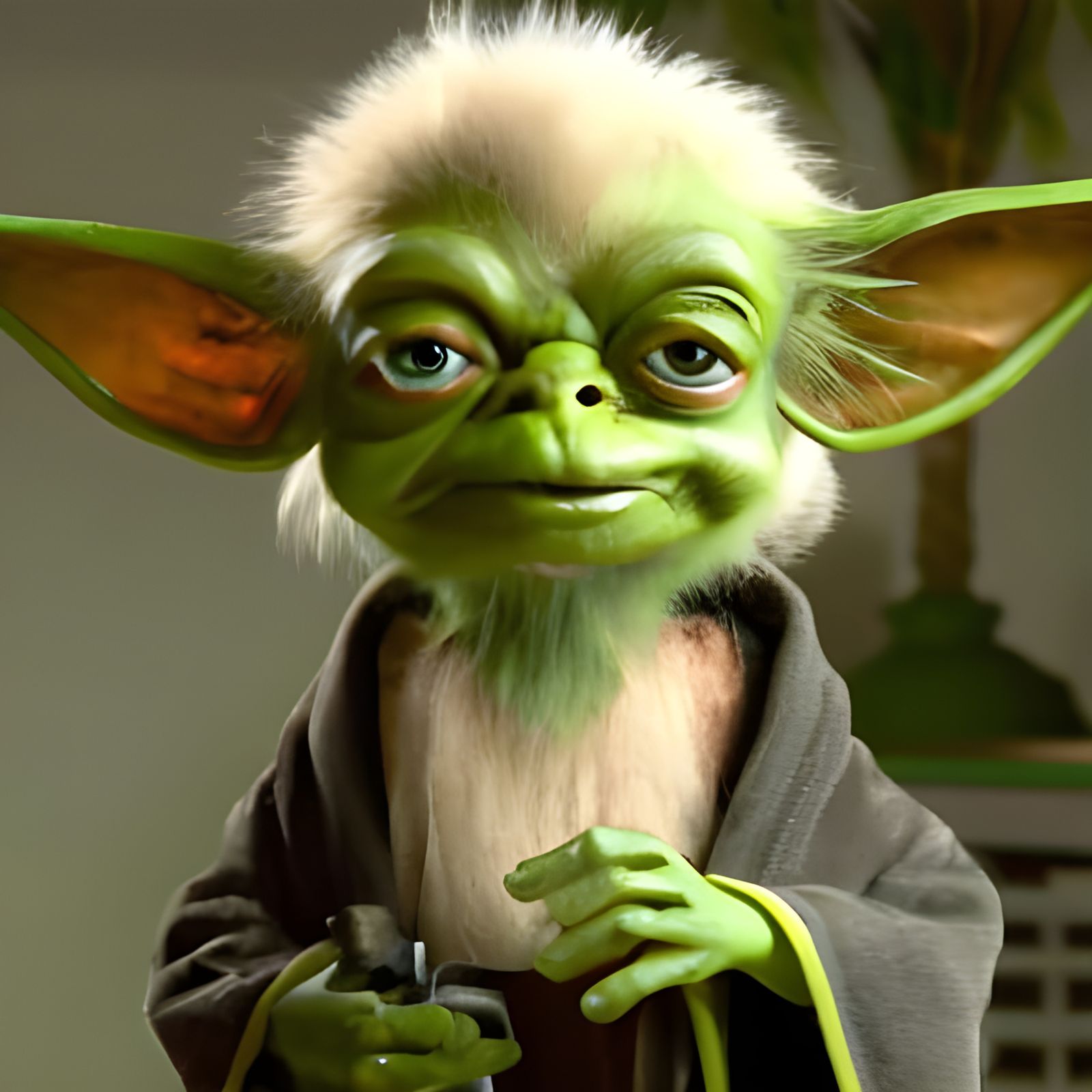 Hyperrealistic Toy Yoda Muppet in Stop Motion