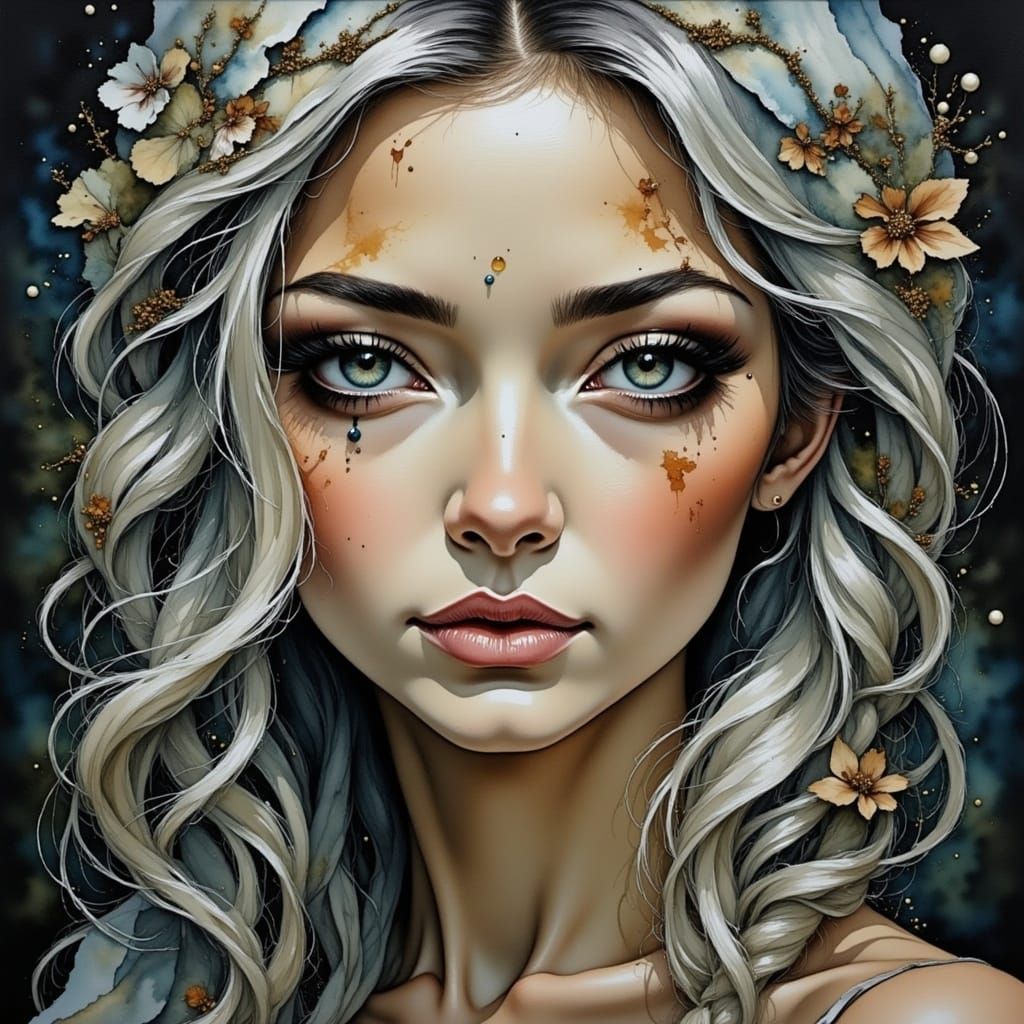 Visage in Water-Ink Style: Youth and Age