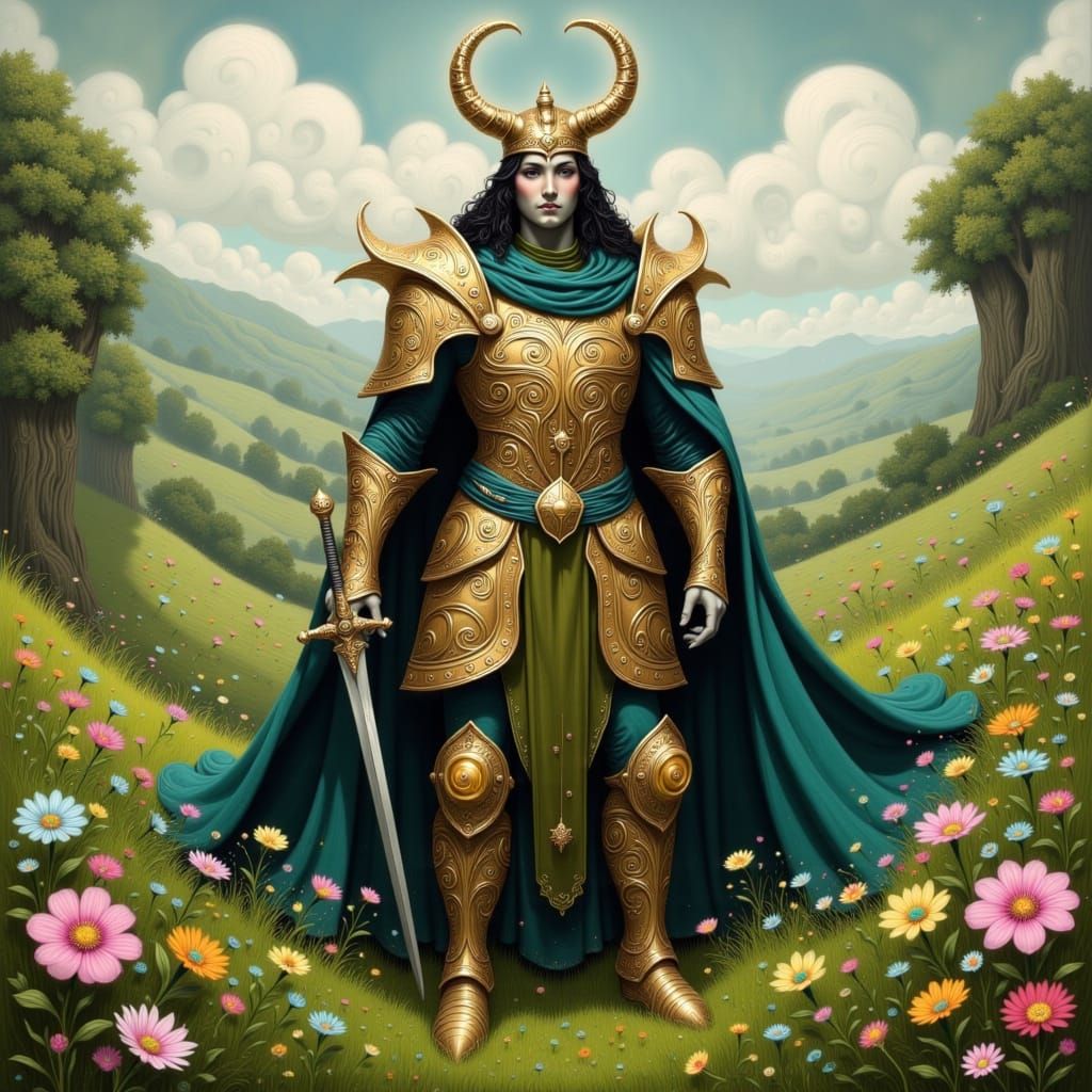 Freyr, Norse God of Fertility in Golden Armor