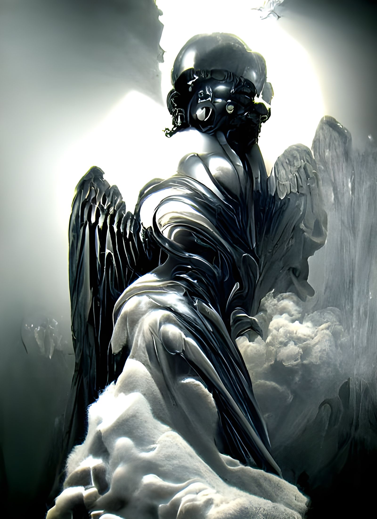 Sinister Guardian Angel in Arid Wasteland, Hyperdetailed
