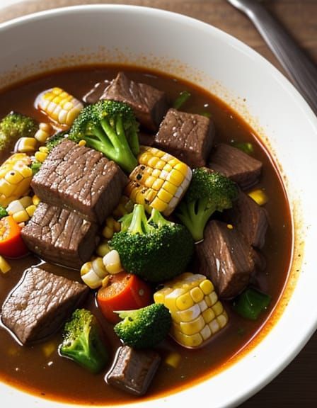 Delicious Beef Stew with Vegetables as Watercolor Art