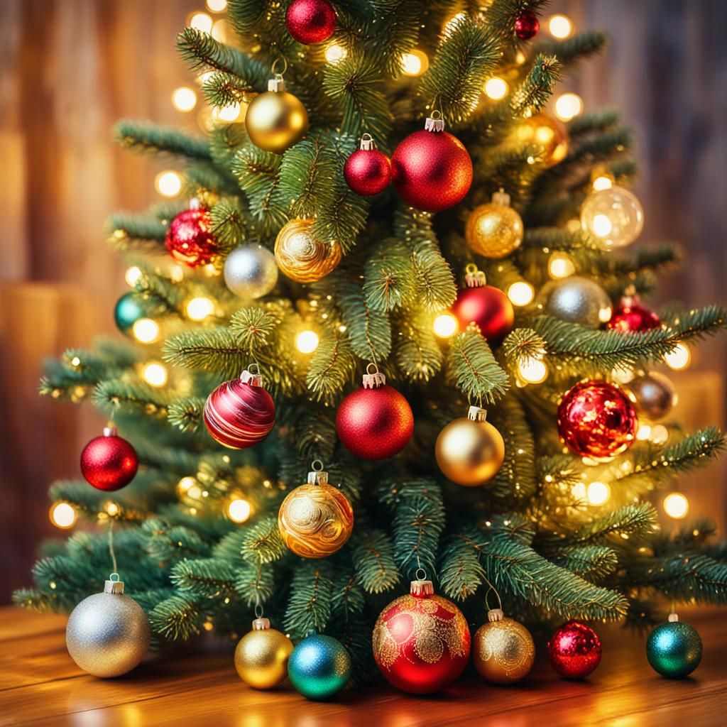 Warm Christmas Tree in Impressionist Oil Painting