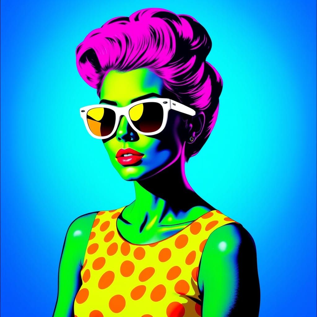 Pop Art Portrait in Bold, Graphic Style