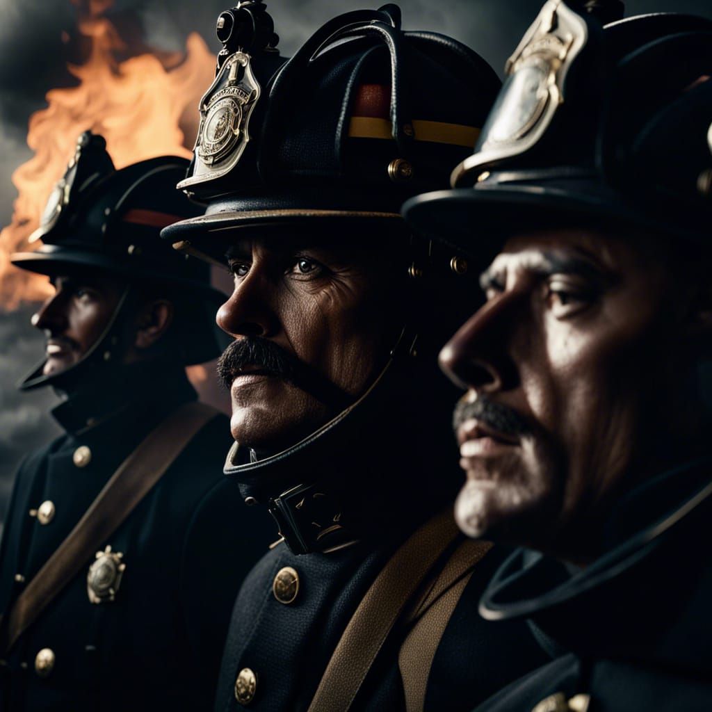 1900s Firefighters Heroic Close-Up