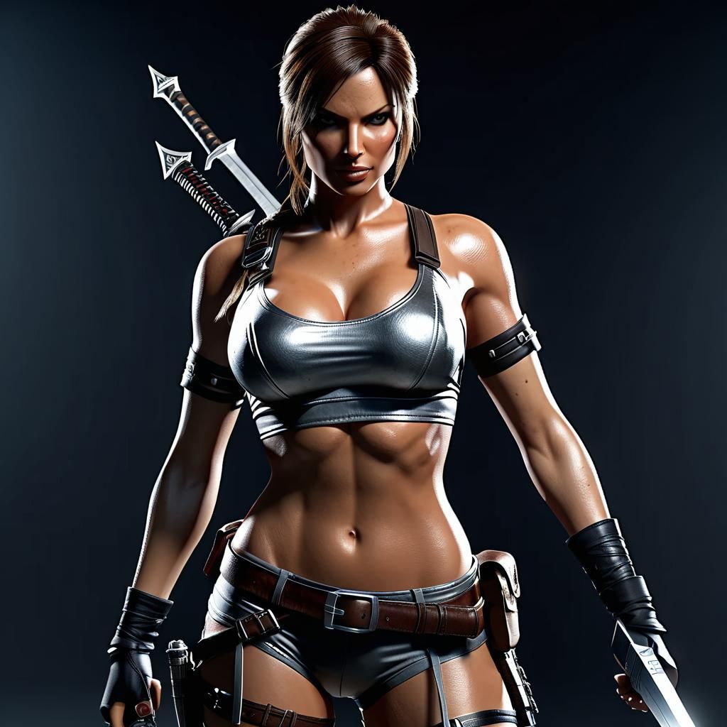 Lara Croft Steel Bikini 4K Ultra Realistic Photo
