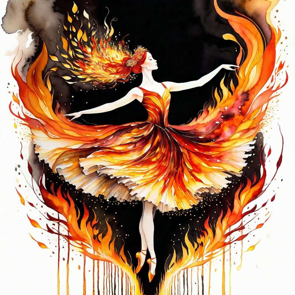 Flaming Ballerina Dances with Fire