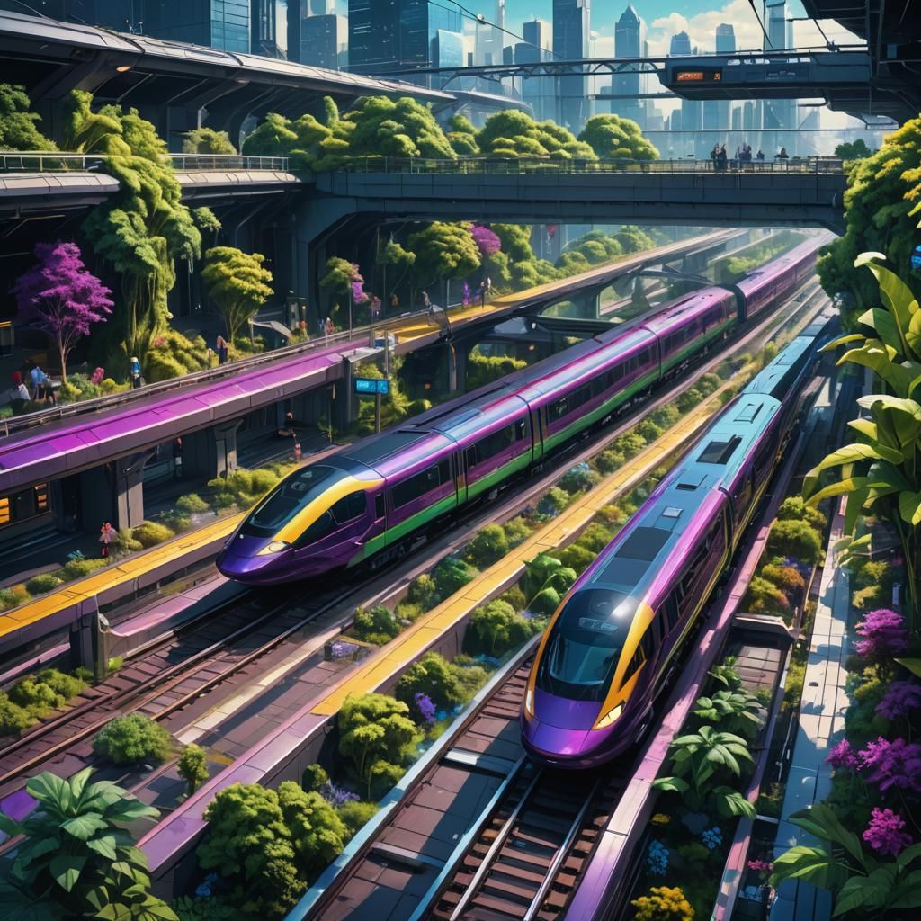Futuristic High-Speed Train Station in Geometric Futurism