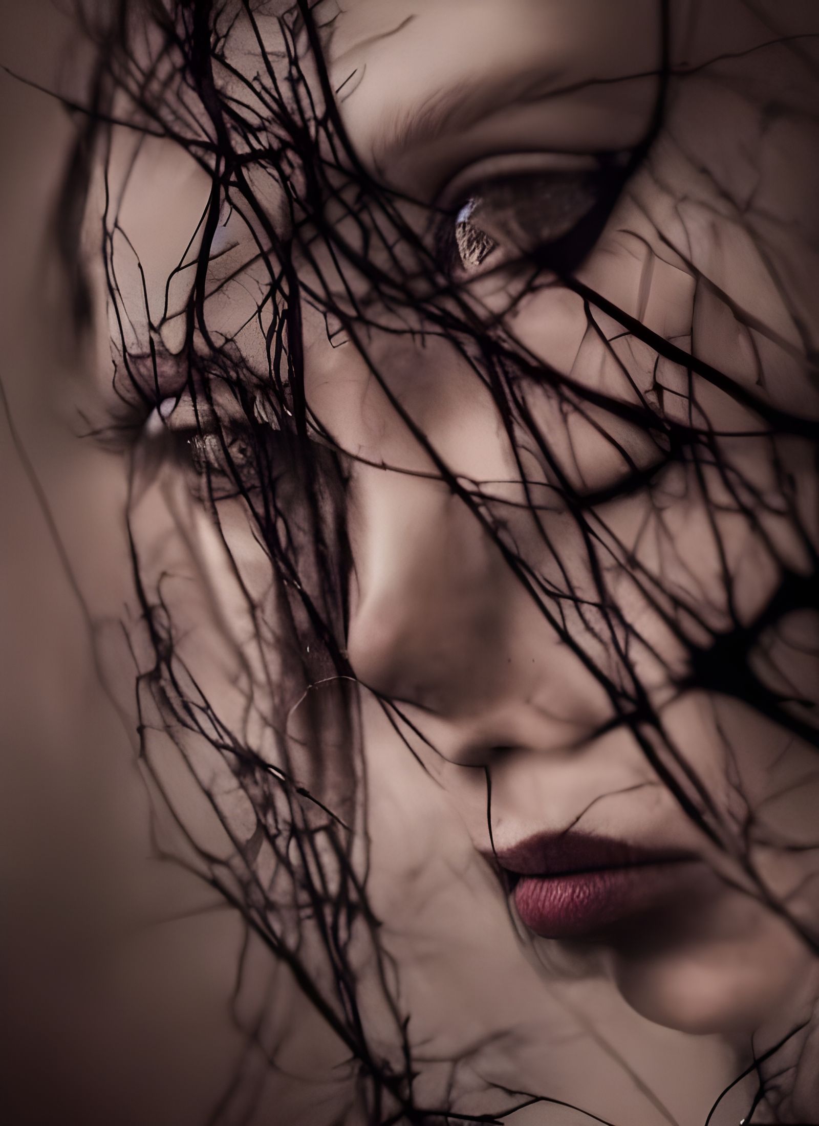 Eldritch Beauty: A Striking Hyperreal Portrait