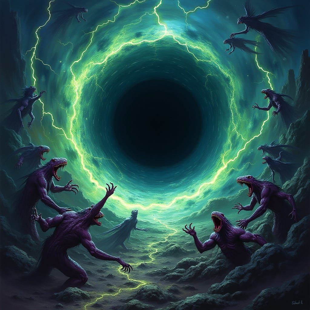 Cosmic Horror: Vibrant Black Hole Sucks in Hellish Creatures