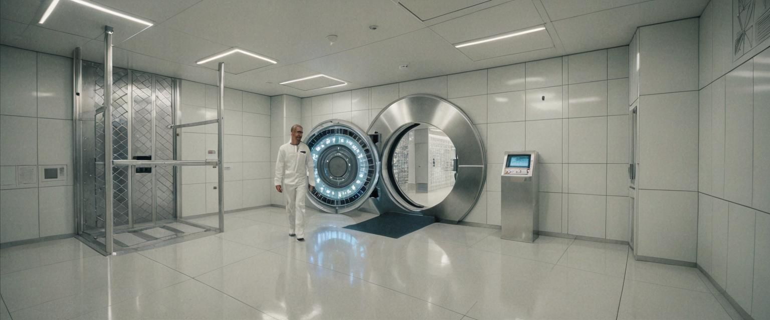 Sleek Metal Vault Door in High-Tech Interior