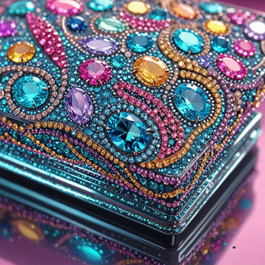 Neon Jewelry in Glitter Case: Fauvist Digital Art