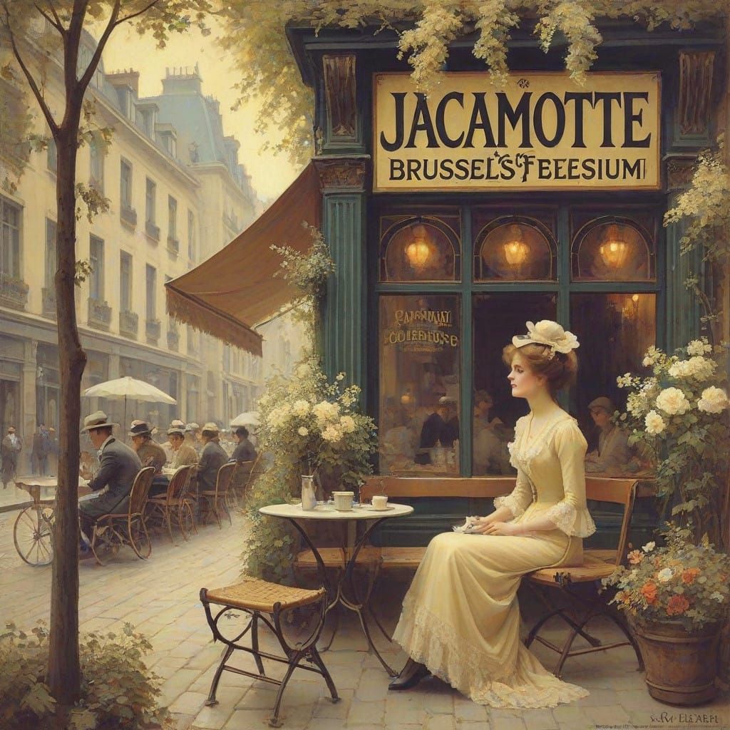 Elegant Belle Époque Café Scene in the Style of Fernand Tous...