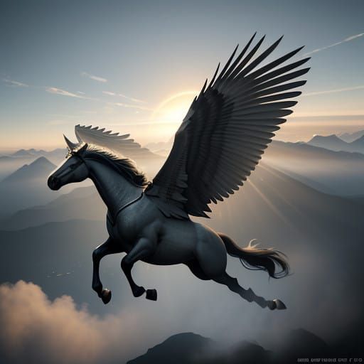 Majestic Winged Horse in Flight