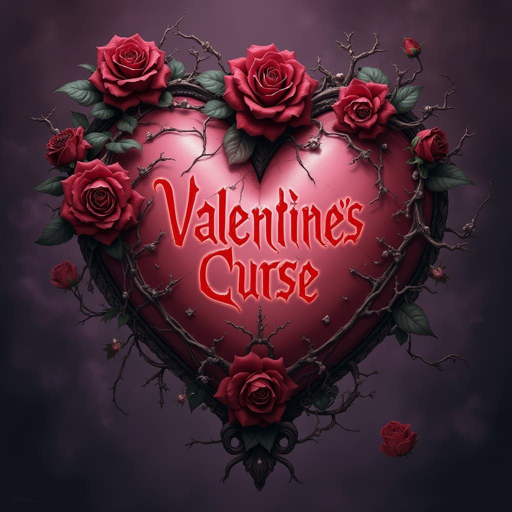 Gothic Porcelain Heart with Dark Roses