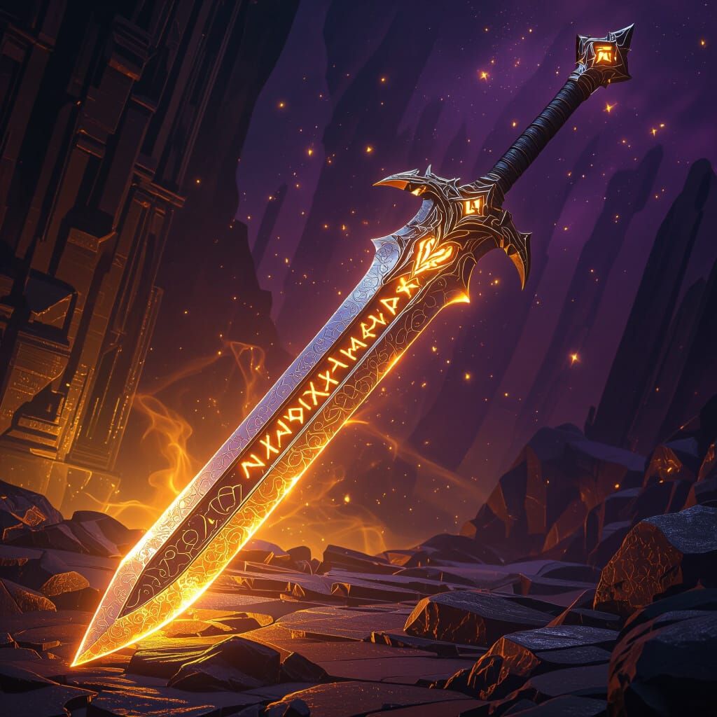 Legendary Aspheon Longsword in Dark Fantasy Style