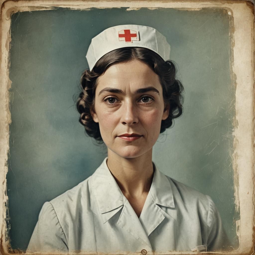 Portrait of a nurse who lived in the 1930 year , picture fra...