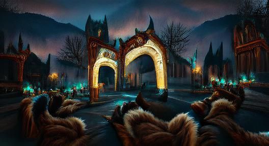 Gothic Gilneas Archway at Night: Detailed Digital Painting