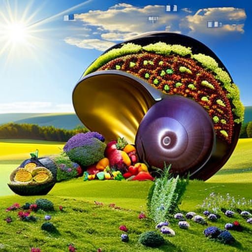 Nautilus Cornucopia in Sunlit Meadow