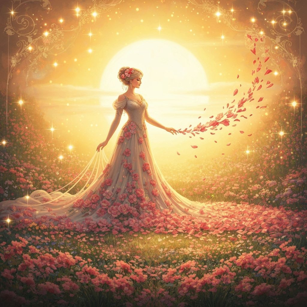 Ethereal Flower Goddess in Art Nouveau Garden