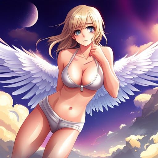 Anime Angel Girl in Classic Style