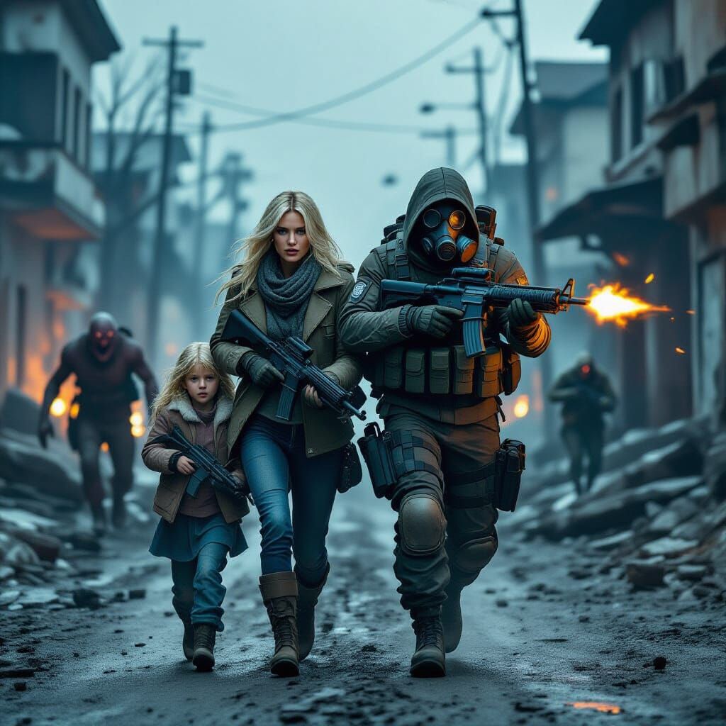 Mother and Daughter Escape Monsters with Warrior's Help