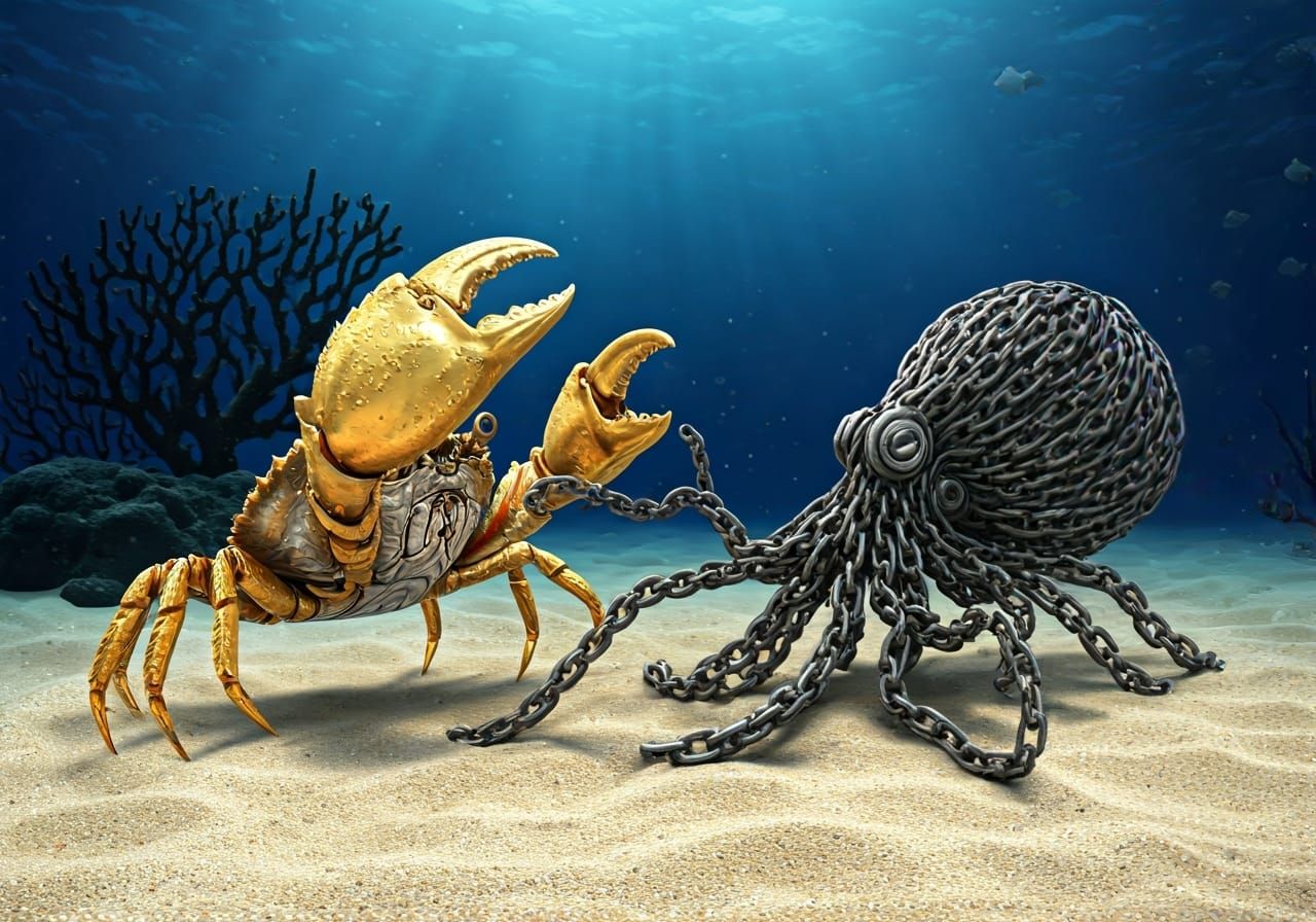 Gold Crab Versus Iron Octopus Undersea Battle