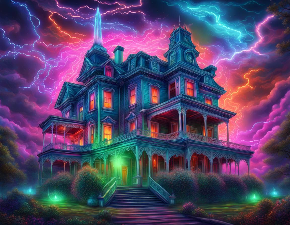 Galactic Haunted Mansion: Psychedelic Digital Art