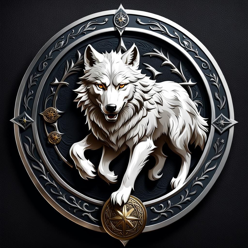Medieval wolf emblem on a shield