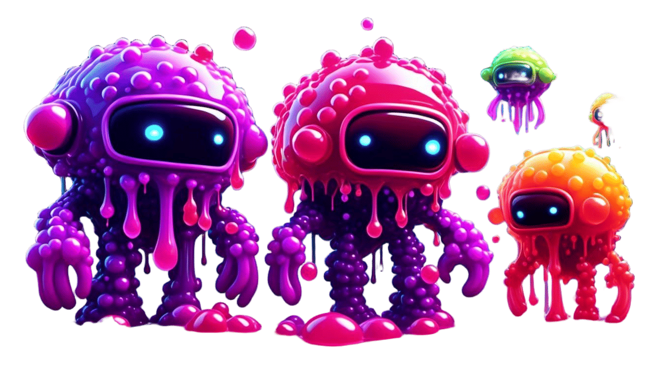 Jelly Space Invaders in Psychedelic Splash Art