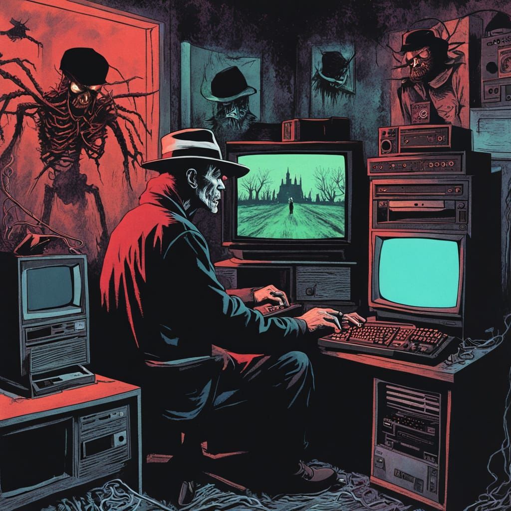 Creepy Hat Man: Analog Horror Art in VHS Style