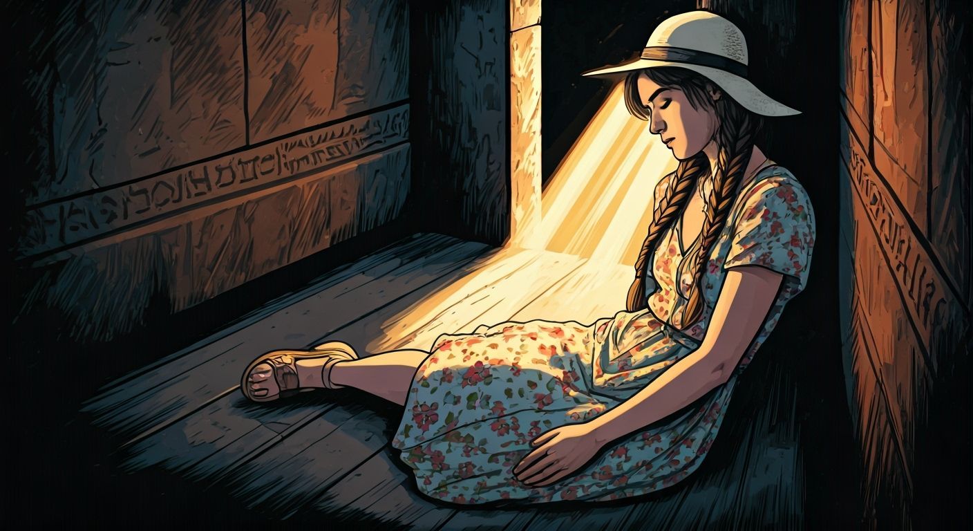 Ashildr Sleeping in Egyptian Tomb, Stylized Graphic Novel