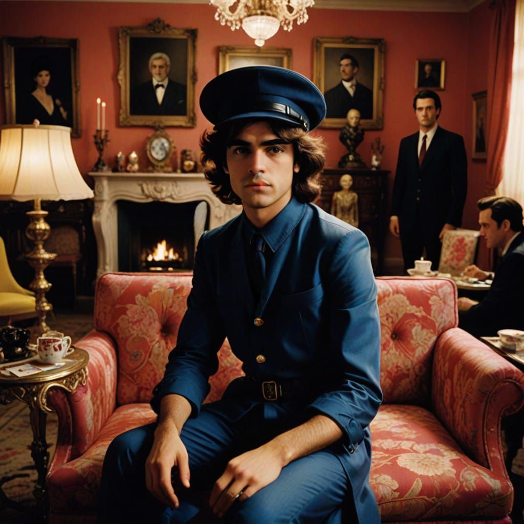 A Retro-Era Young Man Embodies a 1960s Female Doll in a Mood...