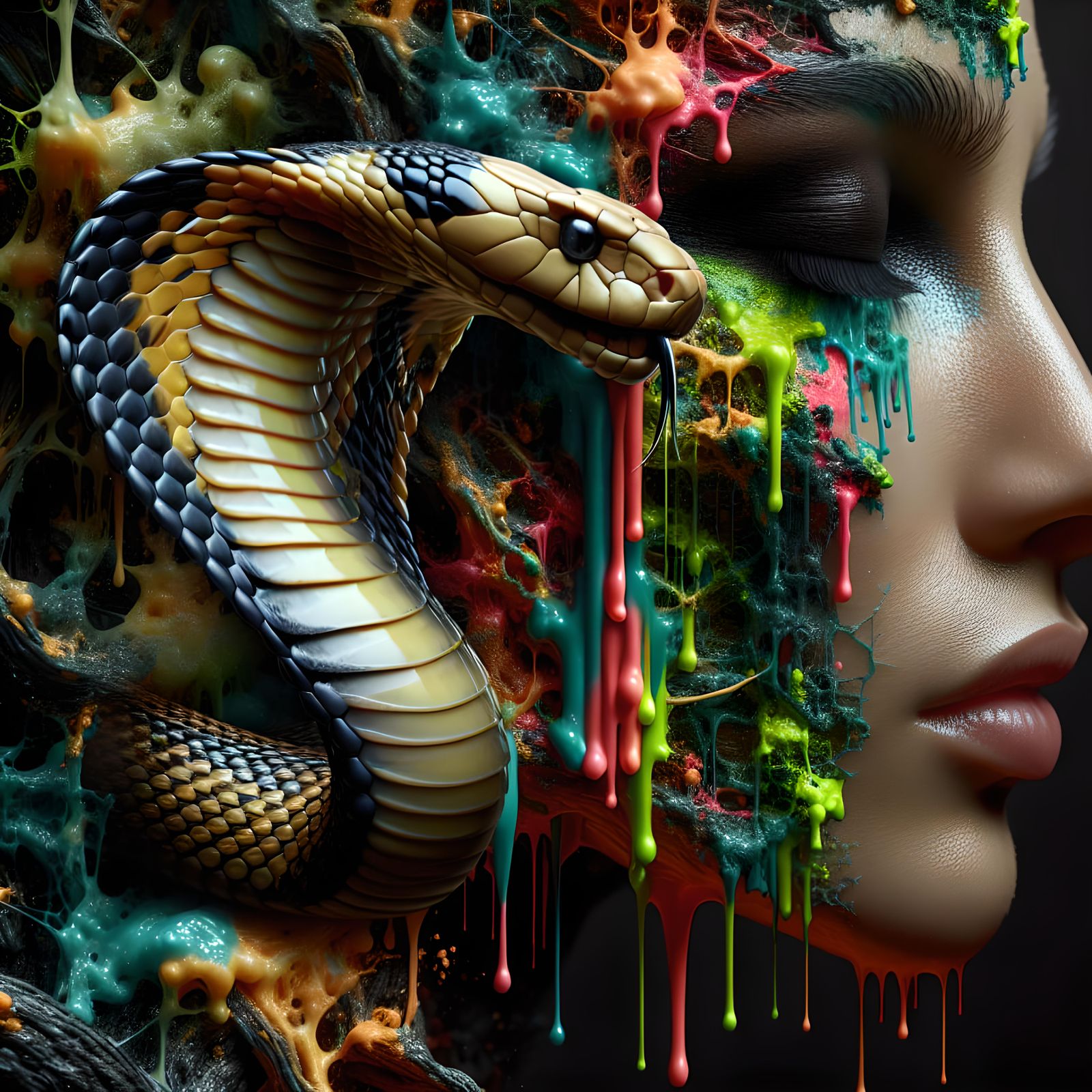 Cobra Woman: Double Exposure Digital Art