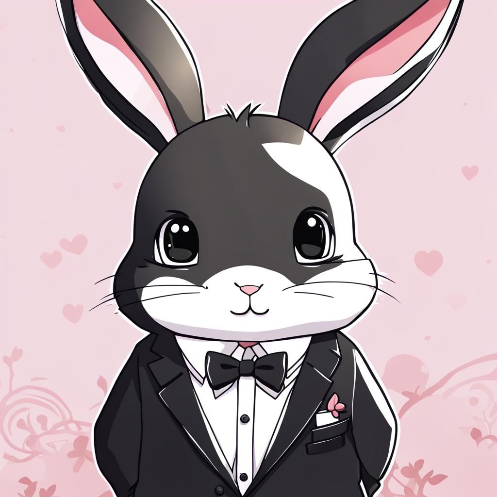 Kawaii Rabbit Butler in Anime Style