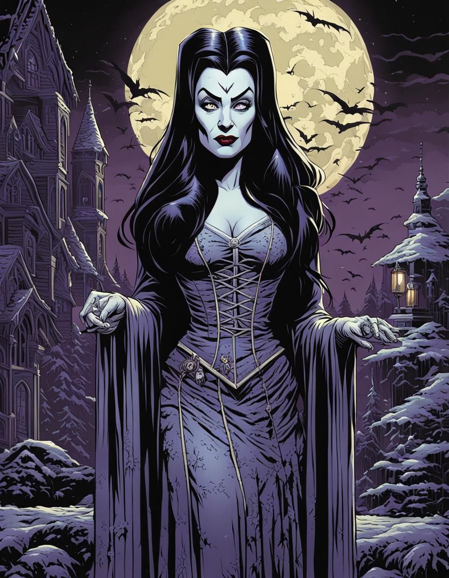 Lily Munster Comic Book Art Portrait