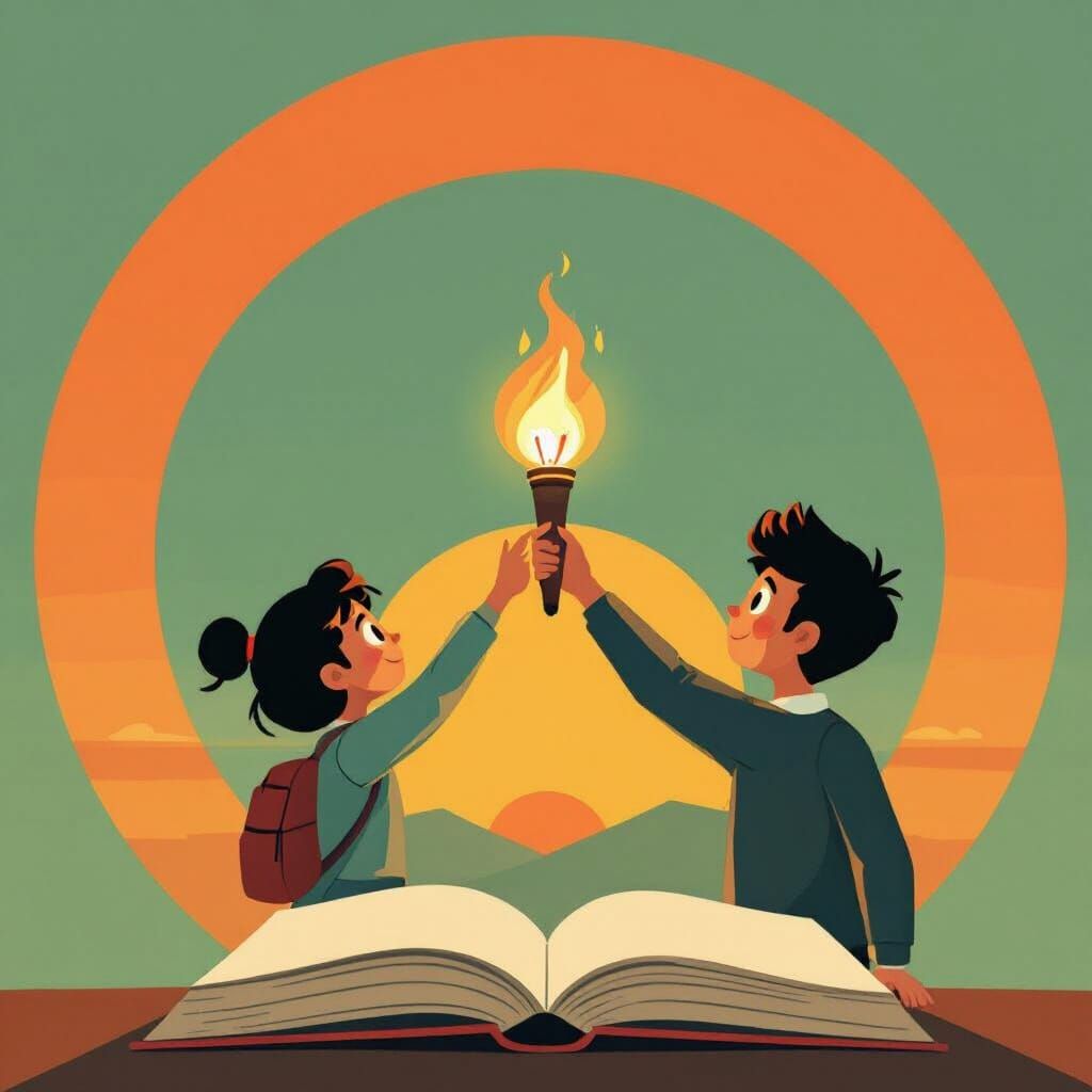 Torch of Knowledge: Student Reaching for Success