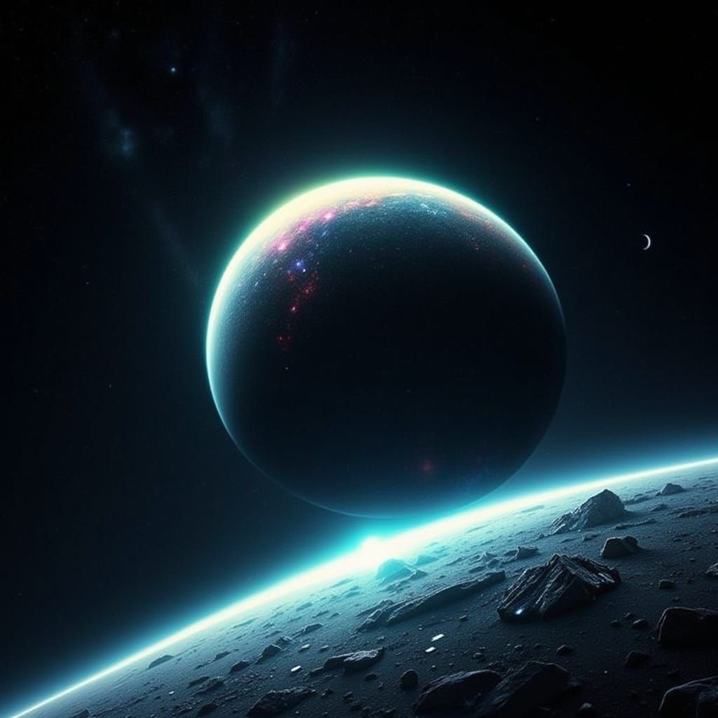 Lone Planet in Space, Hyper-Realistic Sci-Fi Art