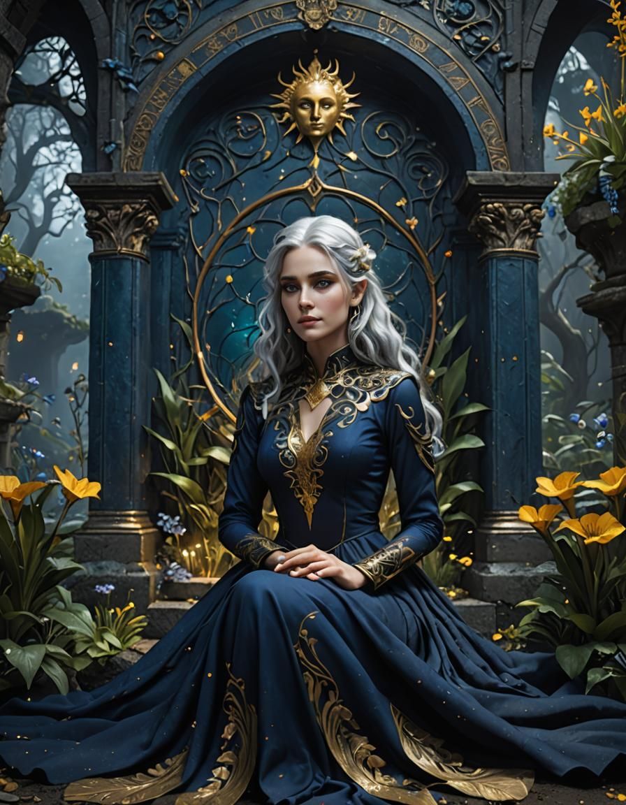 Young Nyx, Goddess of the Night, in an Underground Garden