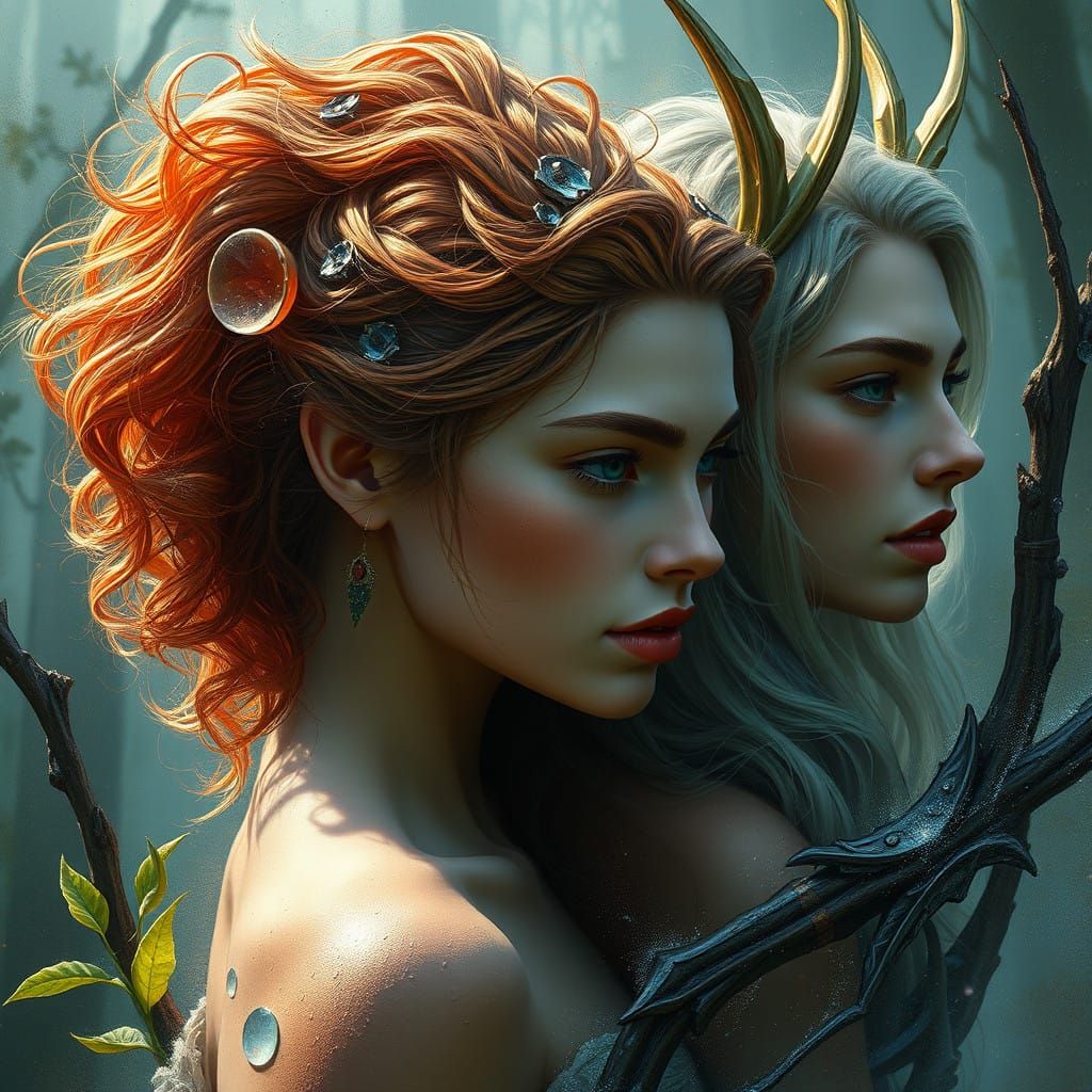 Epic Portraits of Female Mythical Beings in a Triadic Color...