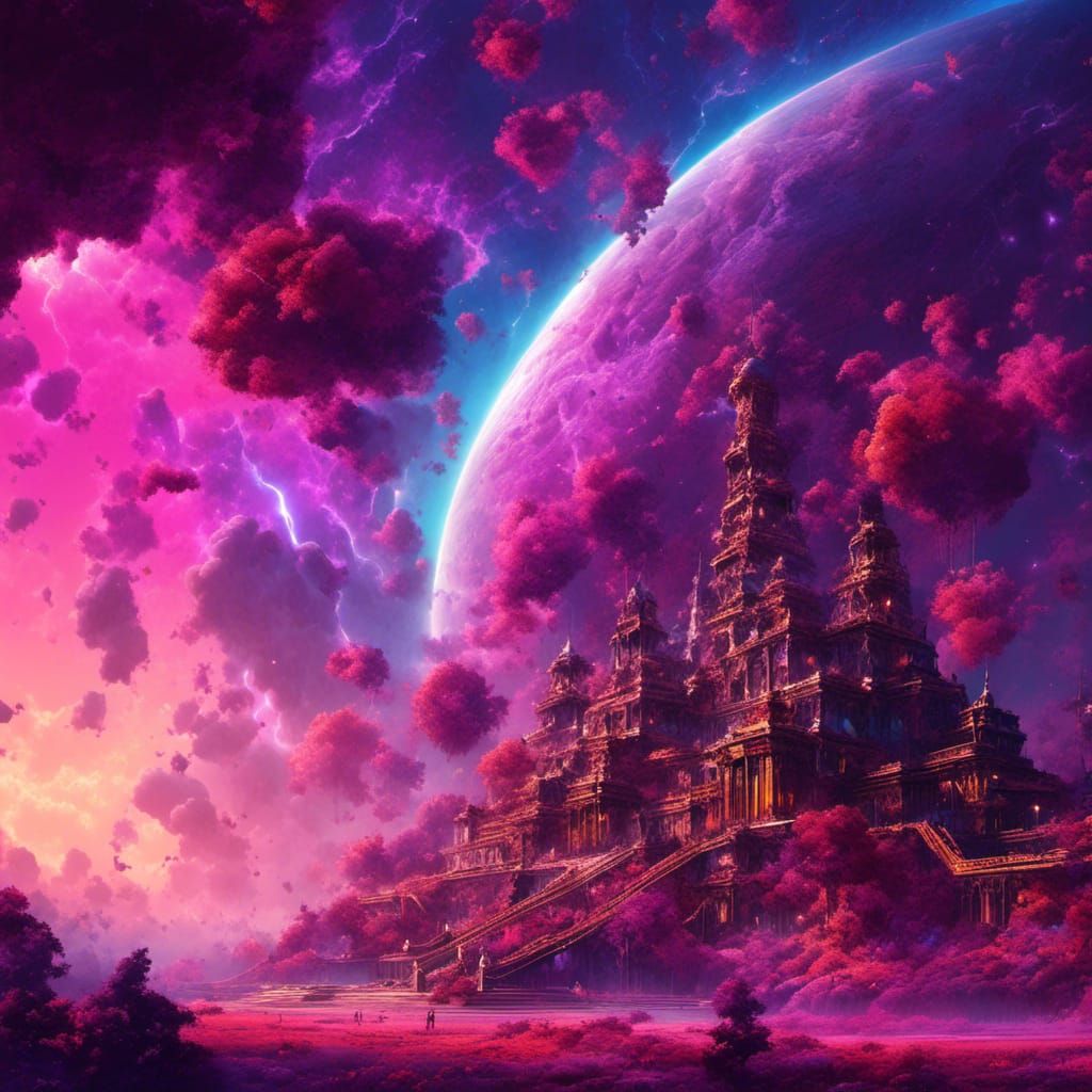 Abstract World with Reversed Buildings in Polychromatic Colo...