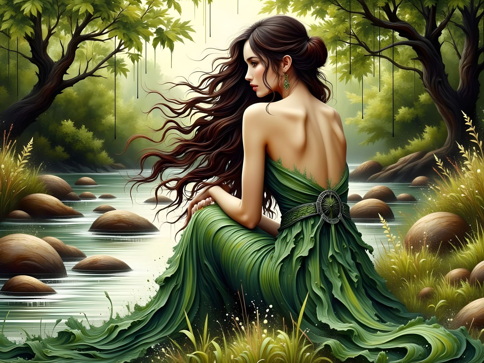 Norse Goddess of Medicine in Drip Splatter Style